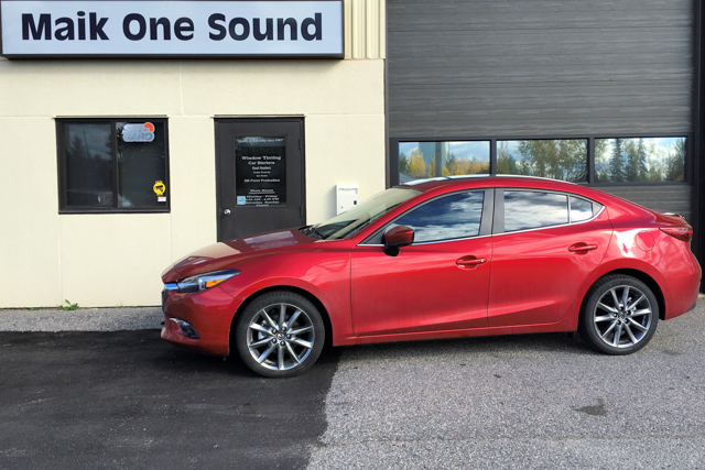 2018 Mazda3 with professional window tint in North Bay